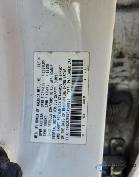 2014 Honda Accord Sport from USA, damaged, VIN 1HGCR2F5XEA248034